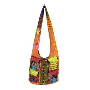 Bohemian Hippie Crossbody Hobo Bag Purse Patchwork Colorful Festival Oversized